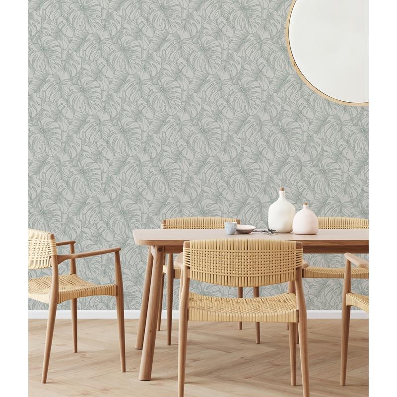 SLS3976 Scott Living White Borneo Peel &amp; Stick Wallpaper by NuWallpaper2