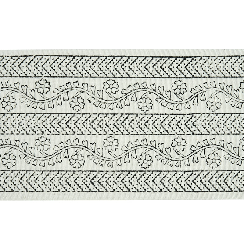 Sample 78440 Arbela Hand Blocked Tape, Charcoal By Schumacher Trim