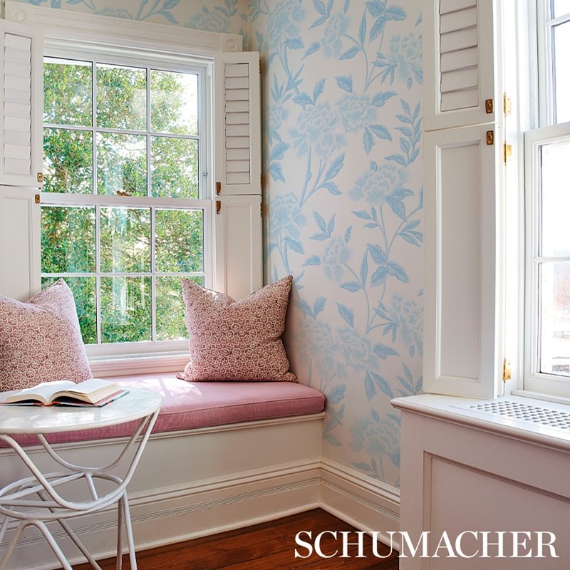 Find 5004385 Whitney Floral Blue Schumacher Wallcovering Wallpaper