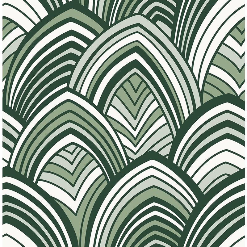Find 2969-87354 Pacifica CABARITA Green Art Deco Leaves Green A-Street Prints Wallpaper