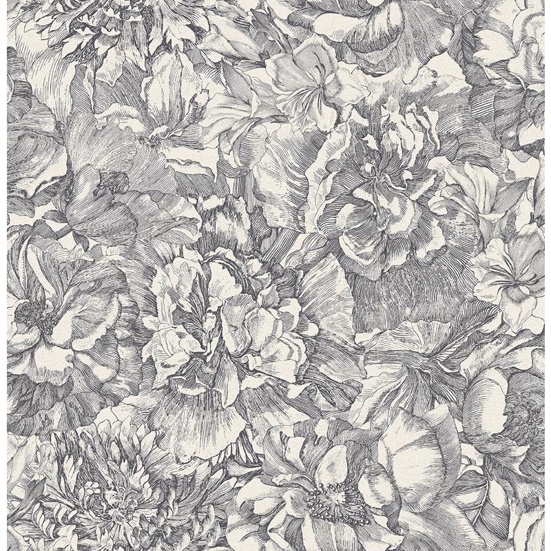 Looking 307340 Museum Auguste Charcoal Floral Wallpaper Charcoal by Eijffinger Wallpaper