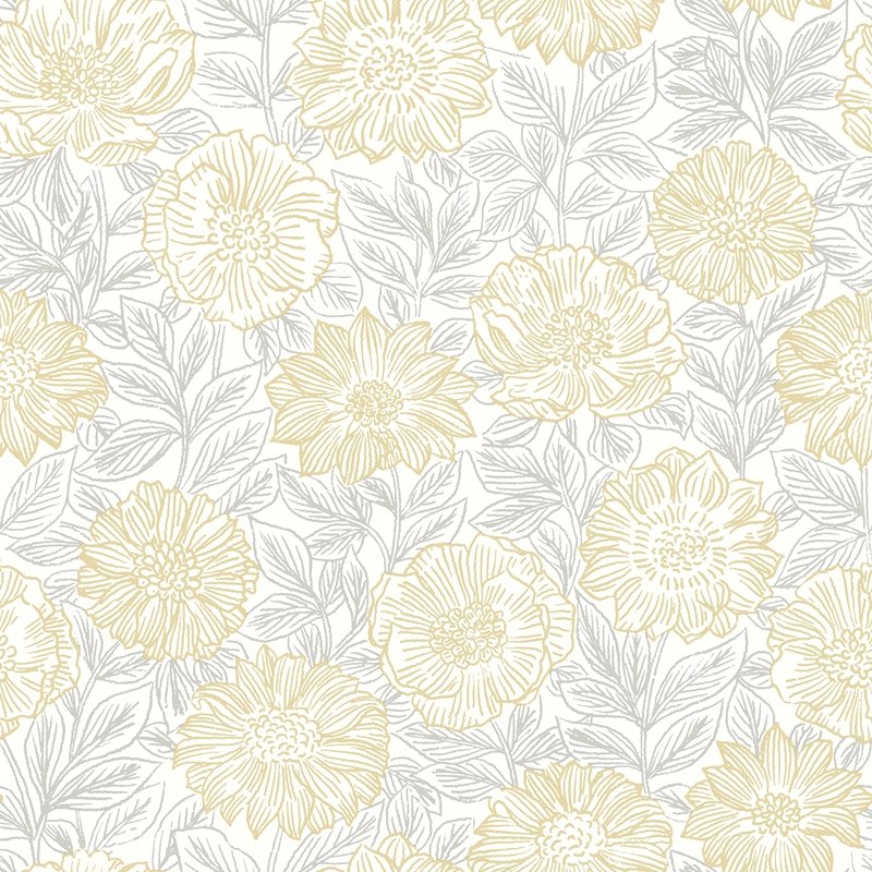 Select 4072-70048 Delphine Faustin Yellow Floral Wallpaper Yellow by Chesapeake Wallpaper