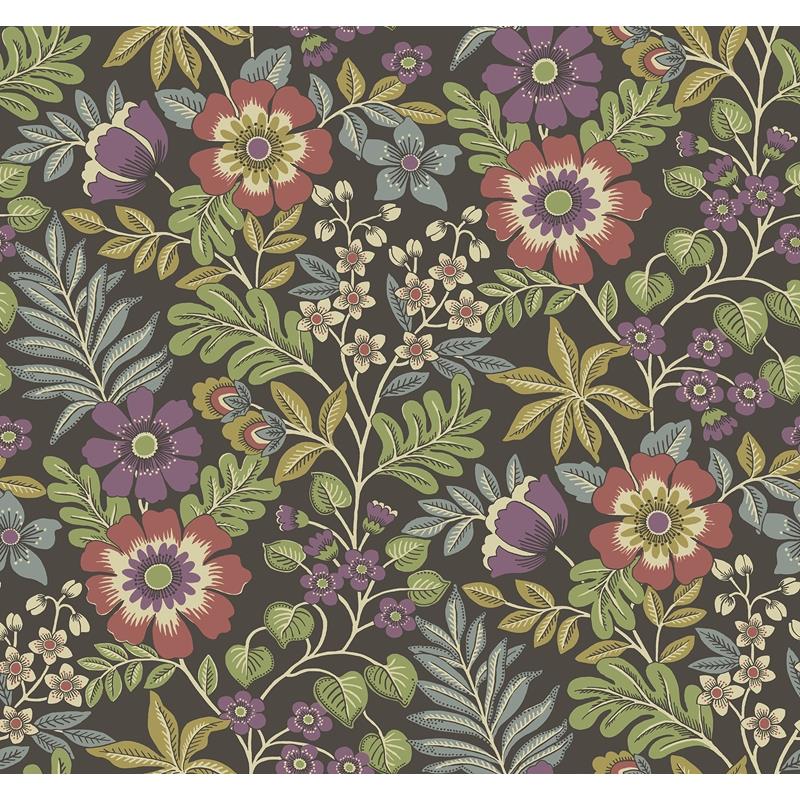 Sample 2970-87534 Revival, Voysey Brown Floral Wallpaper by A-Street Prints Wallpaper