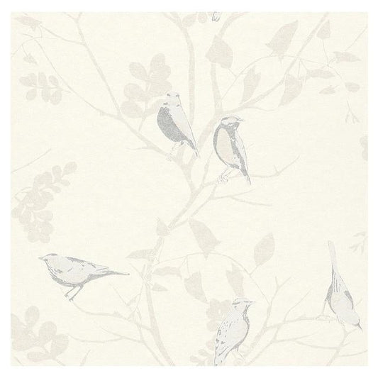 Acquire WW-268545 Cosy White Yellow Birds by Washington Wallpaper