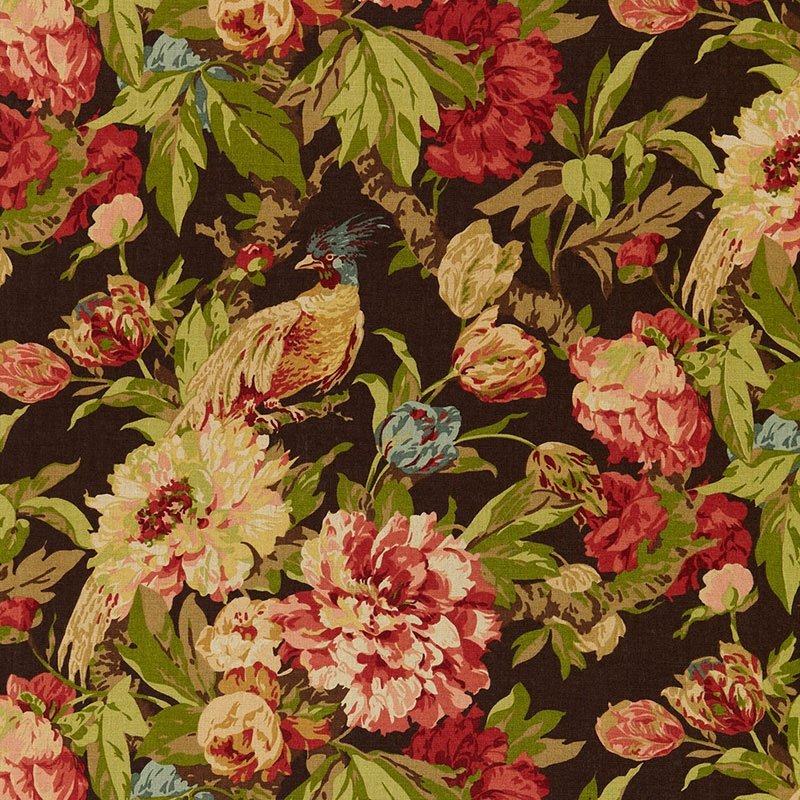 Purchase sample of 173830 Ashbourne Peony, Chestnut by Schumacher Fabric
