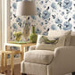 Looking Psw1074Rl Watercolors Botanical Blue Peel And Stick Wallpaper