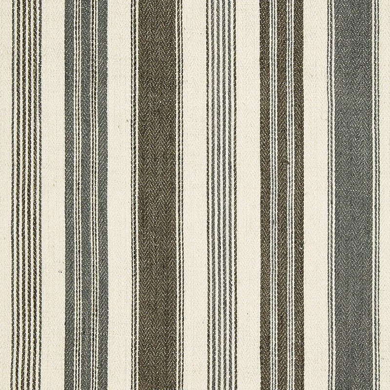 Purchase sample of 65171 Montauban Stripe, Nickel / Greige by Schumacher Fabric