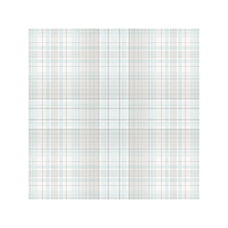 Sample AF37720 Flourish Abby Rose 4, Blue Check Plaid Wallpaper in Turquoise Greys by Norwall