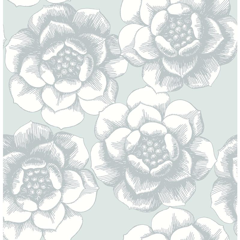 Sample 2763-24240 Moonlight, Silver Flowers by A-Street Prints Wallpaper