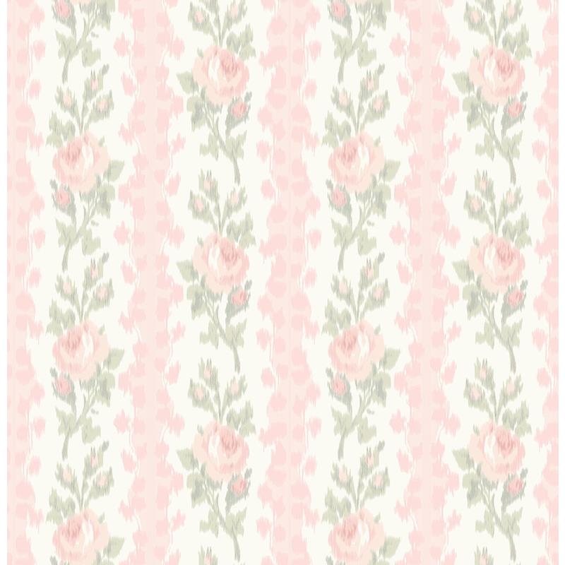 Shop AST4105 LoveShackFancy Blooming Heirloom Marie Pink Rose Stripe Pink A-Street Prints Wallpaper