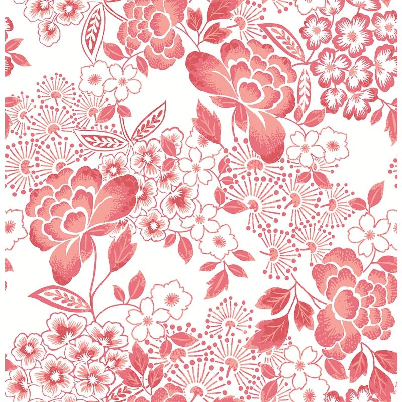 Sample 4081-26301 Happy, Irina Coral Floral Blooms by A-Street Prints Wallpaper