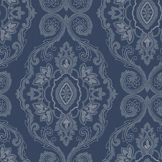 Buy MB30322 Beach House Nautical Damask Nautical Blue Damask by Seabrook Wallpaper