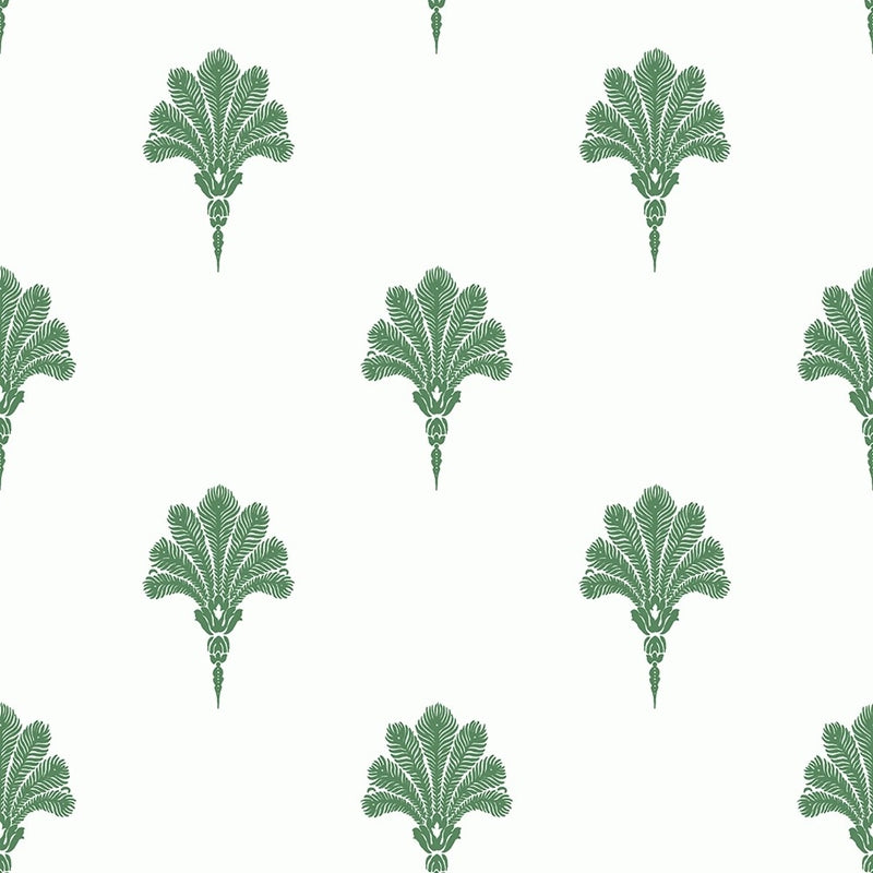 Sample MB31604 Beach House Summer Fan, Greenery Feathers by Seabrook Wallpaper