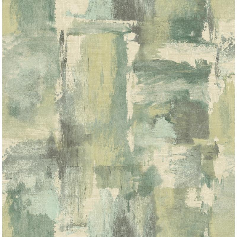 Sample LW51304 Living with Art, Dry Brush Faux Everglades and Moss Green Seabrook Wallpaper