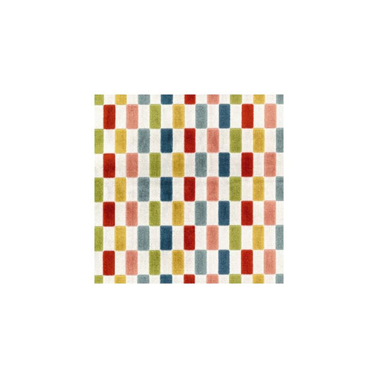 View S4090 Coral Blue Geometric Greenhouse Fabric
