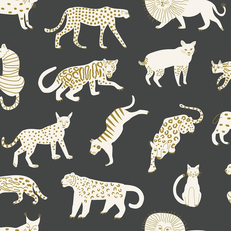 Sample LDS4582 Leah Duncan, Black Kitty Kitty Peel and Stick Wallpaper by NuWallpaper
