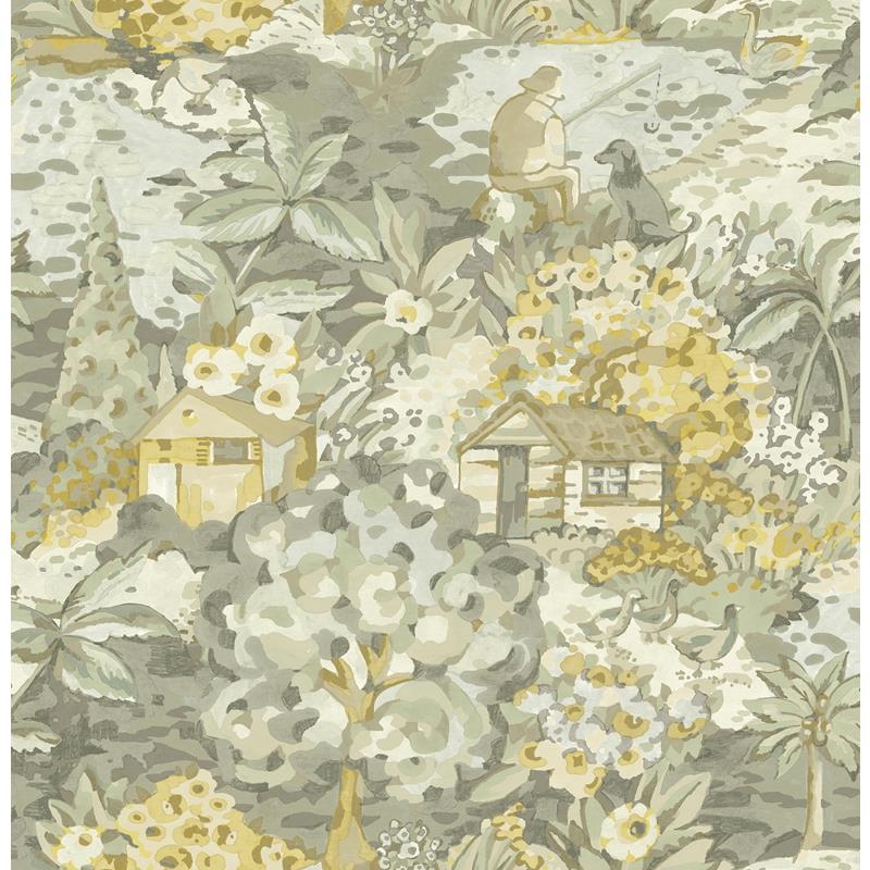 Shop CBS4505 Caroline et Bettina Yellow Grey le Forestier Peel and Stick Wallpaper Yellow Grey by NuWallpaper