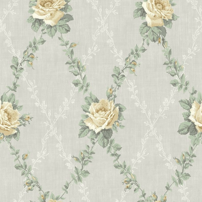 Looking FS50803 Spring Garden Rose Lattice by Wallquest Wallpaper