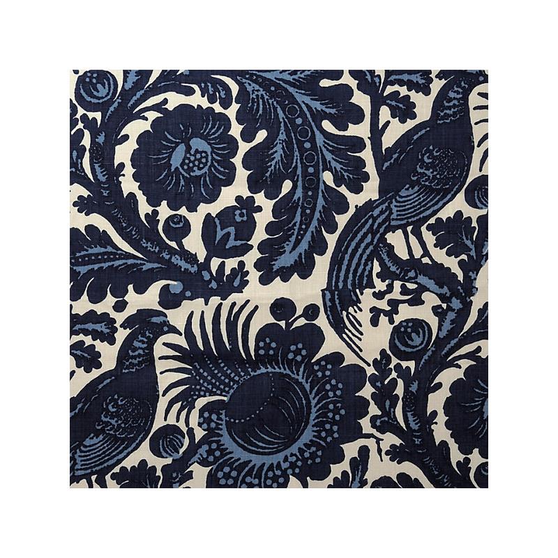 Sample 36389-001 Spoleto, Light and Dark Blue On White - Scalamandre Fabric (SC 000136389)
