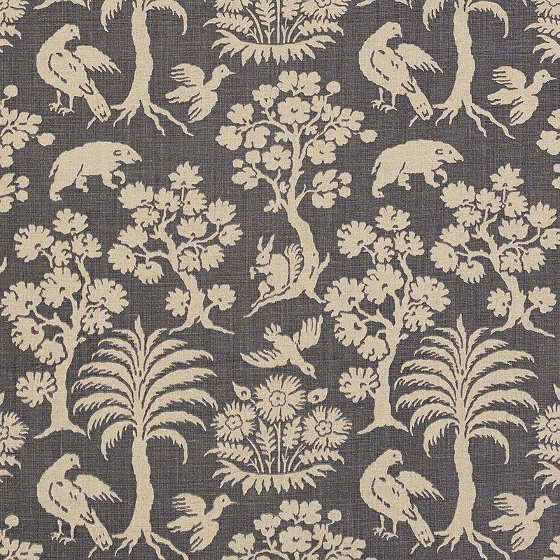 Purchase sample of 176175 Woodland Silhouette, Steel by Schumacher Fabric