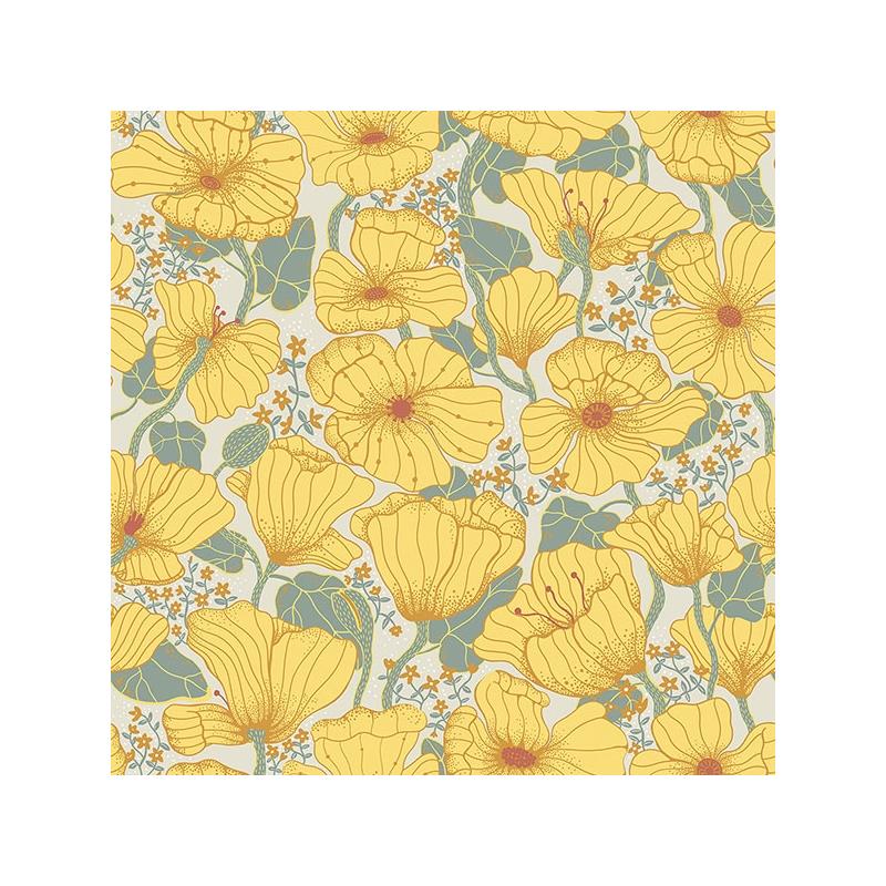 Sample 2932-65112 Lina, Matilda Yellow Poppy Fields  by A-Street Prints Wallpaper
