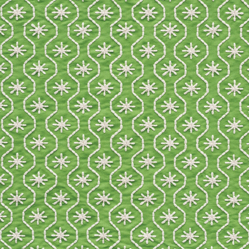 Purchase sample of 73490 Gigi Embroidery, Green by Schumacher Fabric