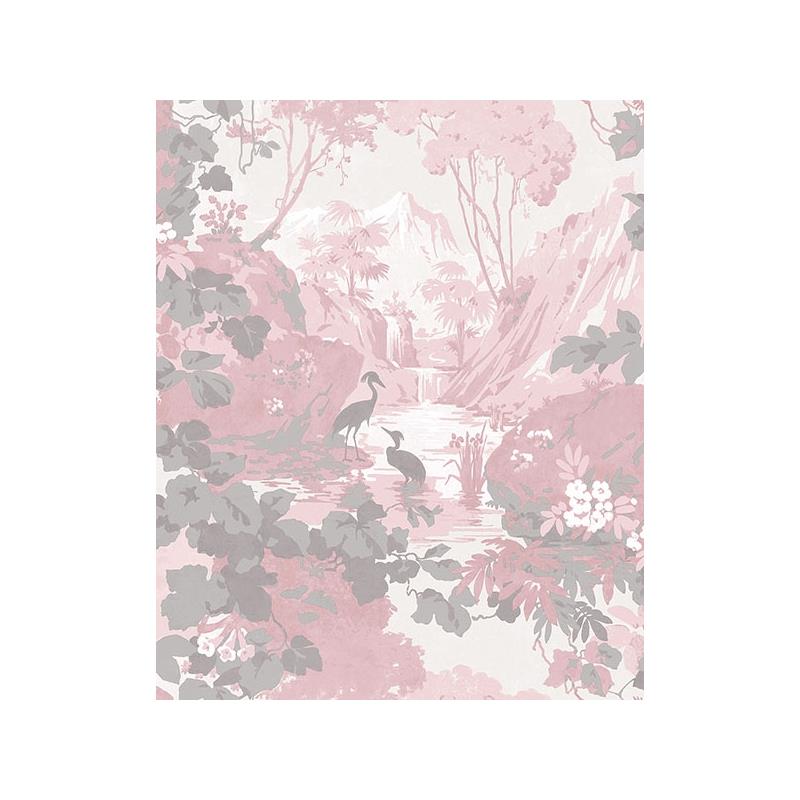 Sample M1676 Archive Collection, Eden Pink Crane Lagoon Wallpaper by Brewster
