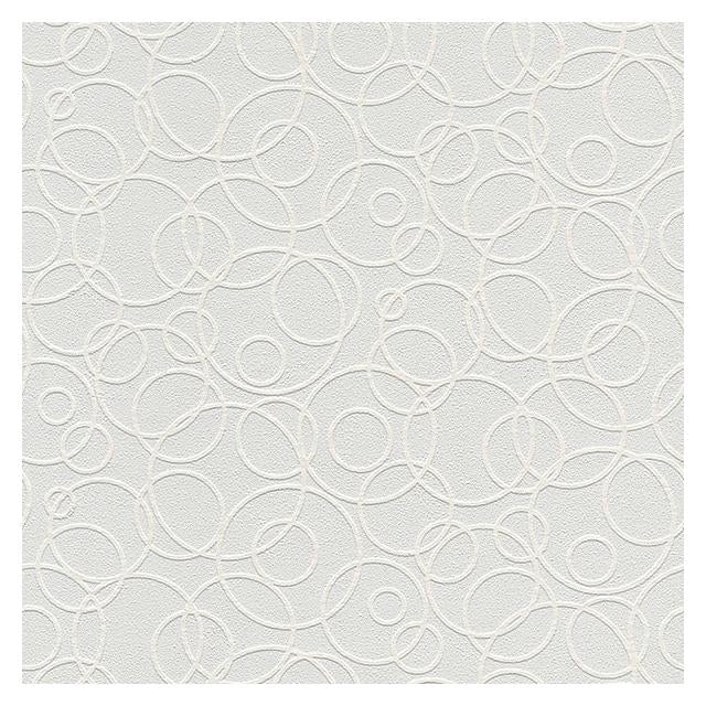 Looking 4000-1045-19 PaintWorks Artemisia White Circles Paintable White Brewster Wallpaper