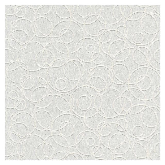 Looking 4000-1045-19 PaintWorks Artemisia White Circles Paintable White Brewster Wallpaper