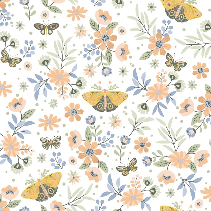 4060-58105 Fable Zev Coral Butterfly Wallpaper by Chesapeake,4060-58105 Fable Zev Coral Butterfly Wallpaper by Chesapeake2