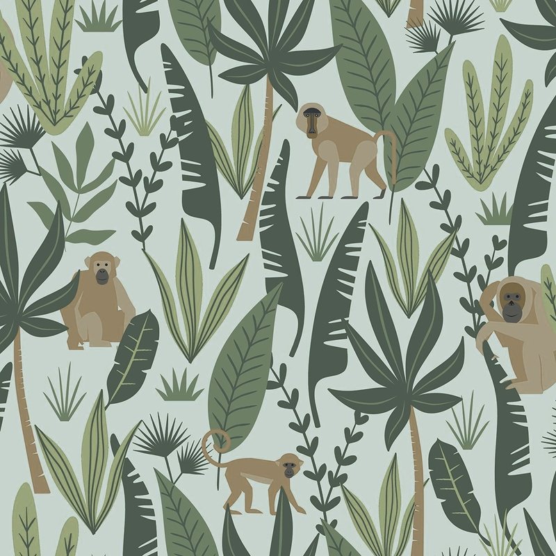 4060-139073 Fable Kiki Green Monkeys Wallpaper by Chesapeake,4060-139073 Fable Kiki Green Monkeys Wallpaper by Chesapeake2
