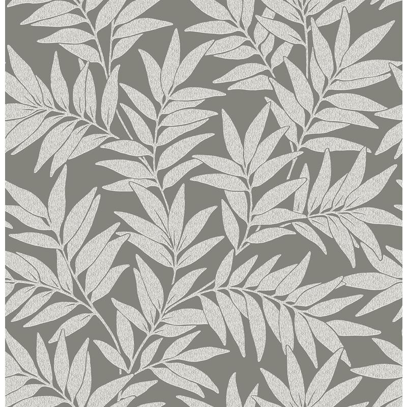 Sample 2970-26123 Revival, Morris Dark Grey Leaf Wallpaper by A-Street Prints Wallpaper
