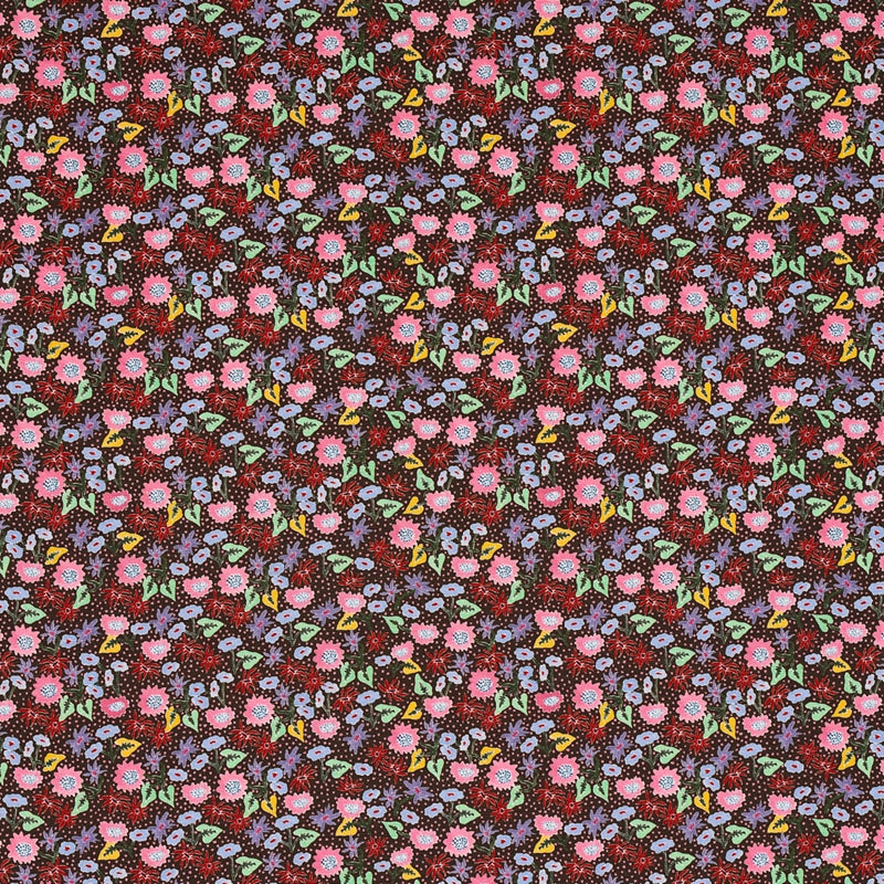 Purchase sample of 180171 Calico, Multi On Brown by Schumacher Fabric
