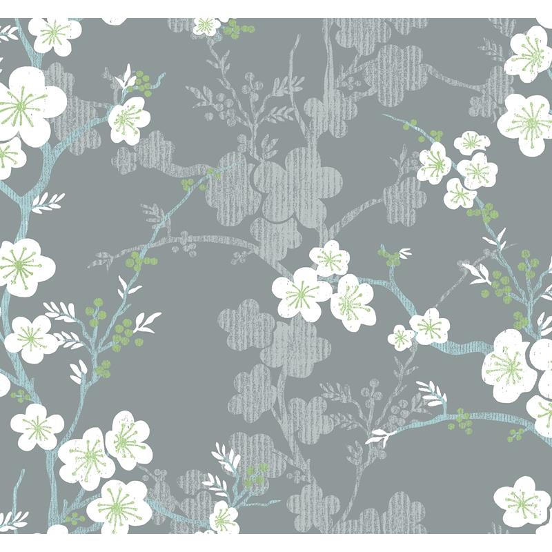 Sample 2973-90108 Daylight, Nicolette Grey Floral Trail by A-Street Prints Wallpaper