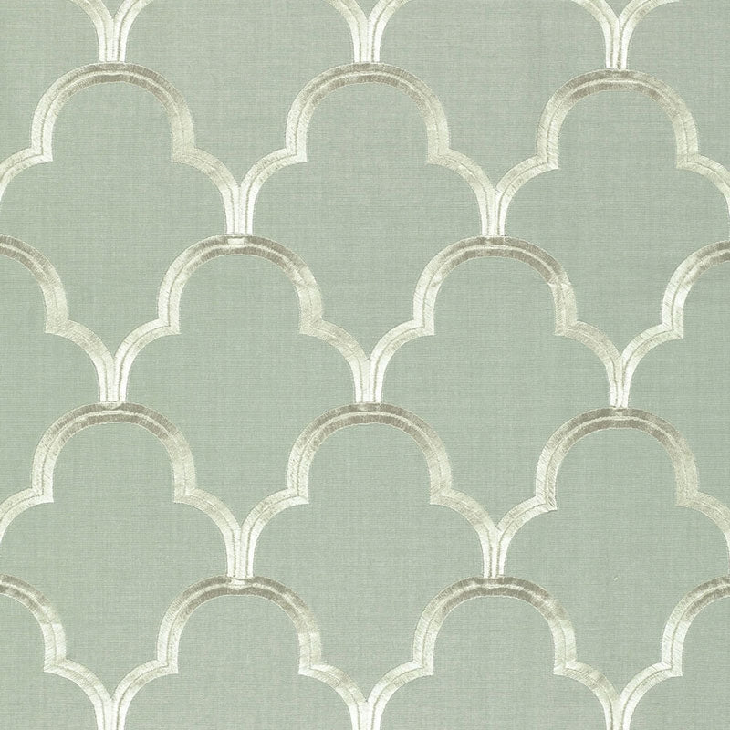Purchase sample of 64320 Scallop Embroidery, Mineral by Schumacher Fabric