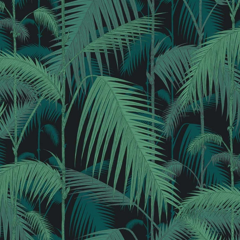 Sample F111-2004V Palm Jungle Viri-Pet On Blk by Cole and Son Fabric