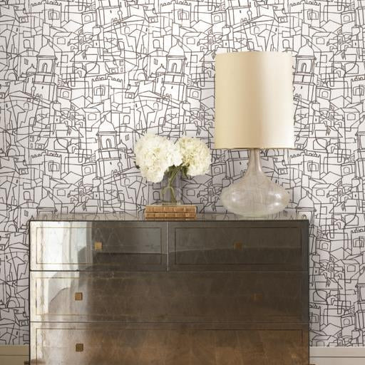 Acquire Psw1047Rl Line Art Modern Black Peel And Stick Wallpaper