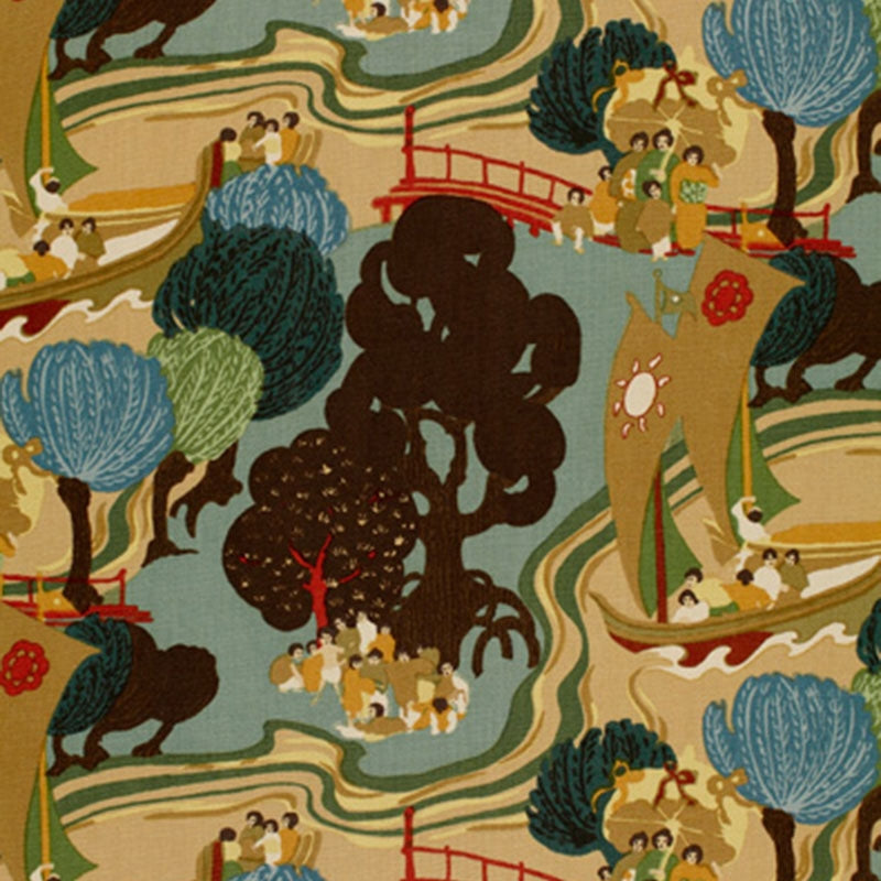 Purchase sample of 173061 Pearl River, Jade by Schumacher Fabric