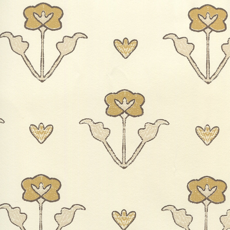 Sample HC1995W-01OWP Clementine All Over, Camel Beige Brown On Off White by Quadrille Wallpaper