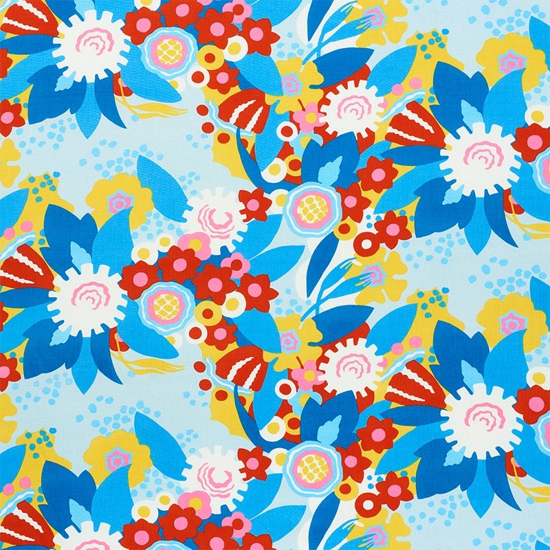 Purchase sample of 179071 Anita, Sky & Red by Schumacher Fabric