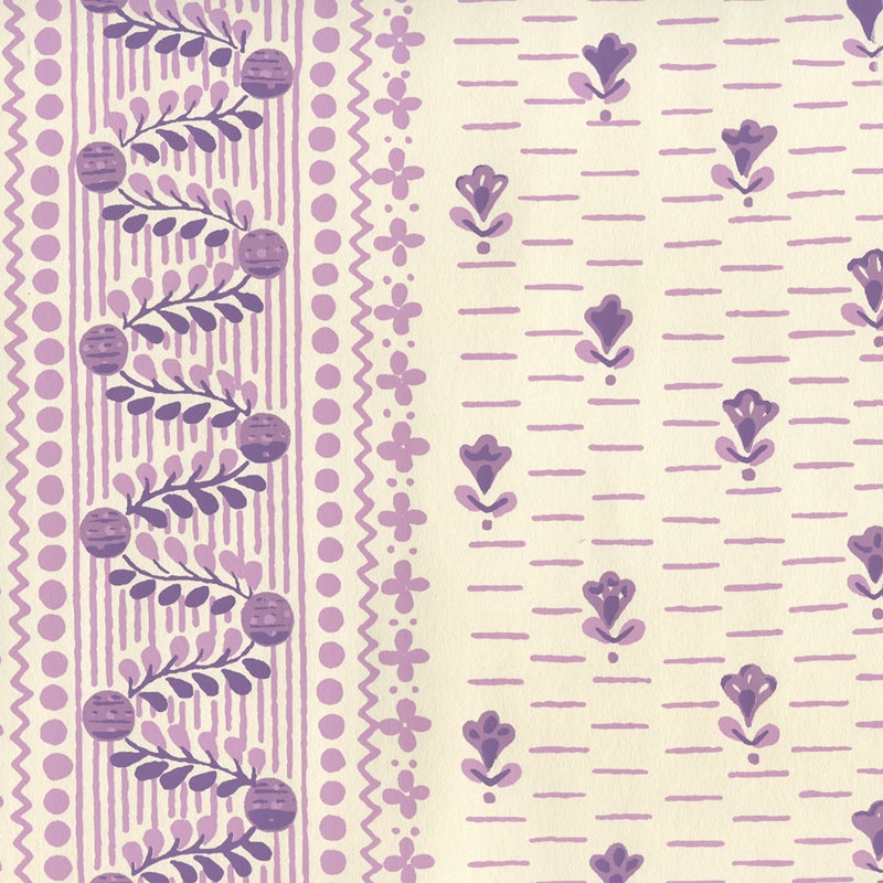 Sample 306297OWP Links Ii, Multi Purples On Off White by Quadrille Wallpaper