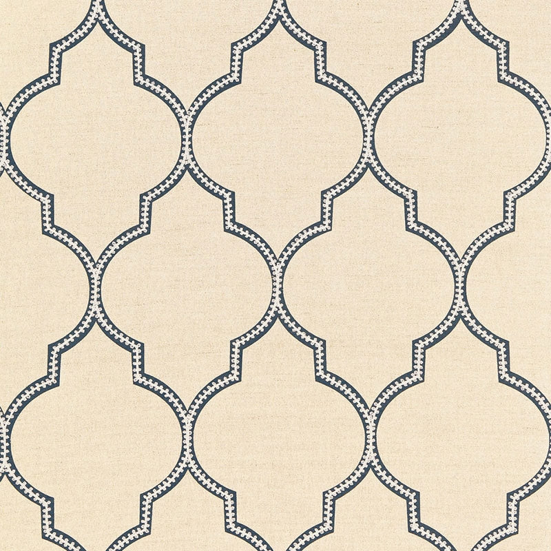 Purchase sample of 67330 Algiers Embroidery, Indigo by Schumacher Fabric