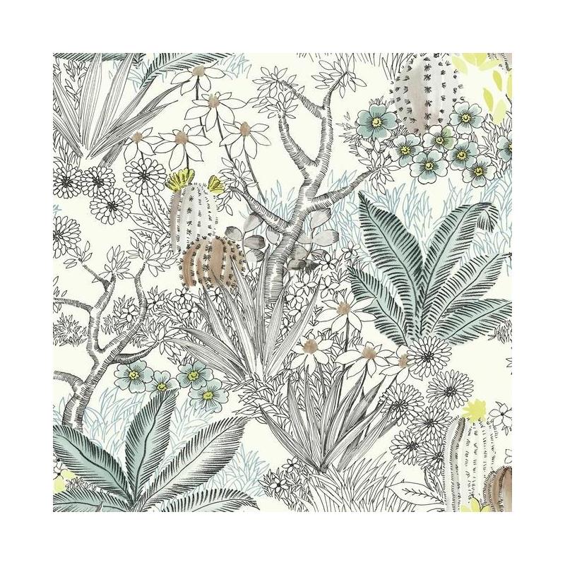 Sample ON1611 Outdoors In, Flowering Desert color Black Floral by York Wallpaper