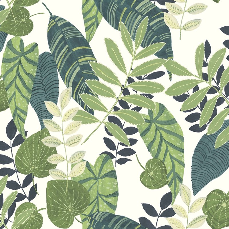 Find RY30904 Boho Rhapsody Tropicana Leaves Green by Seabrook Wallpaper