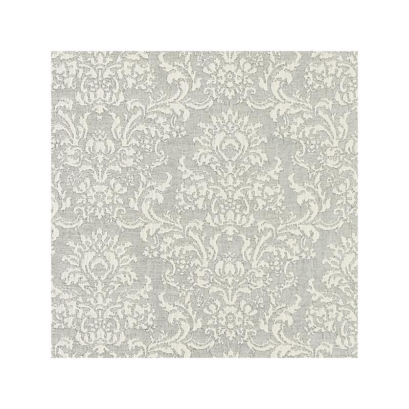 Sample 27094-003 San Luca Damask, Pearl Grey - Scalamandre Fabric (SC 000327094)