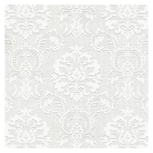 Looking 4000-32808 PaintWorks Plouf White Damask Paintable White Brewster Wallpaper