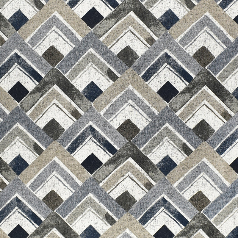 View F2980 True Blue Geometric Upholstery Greenhouse Fabric