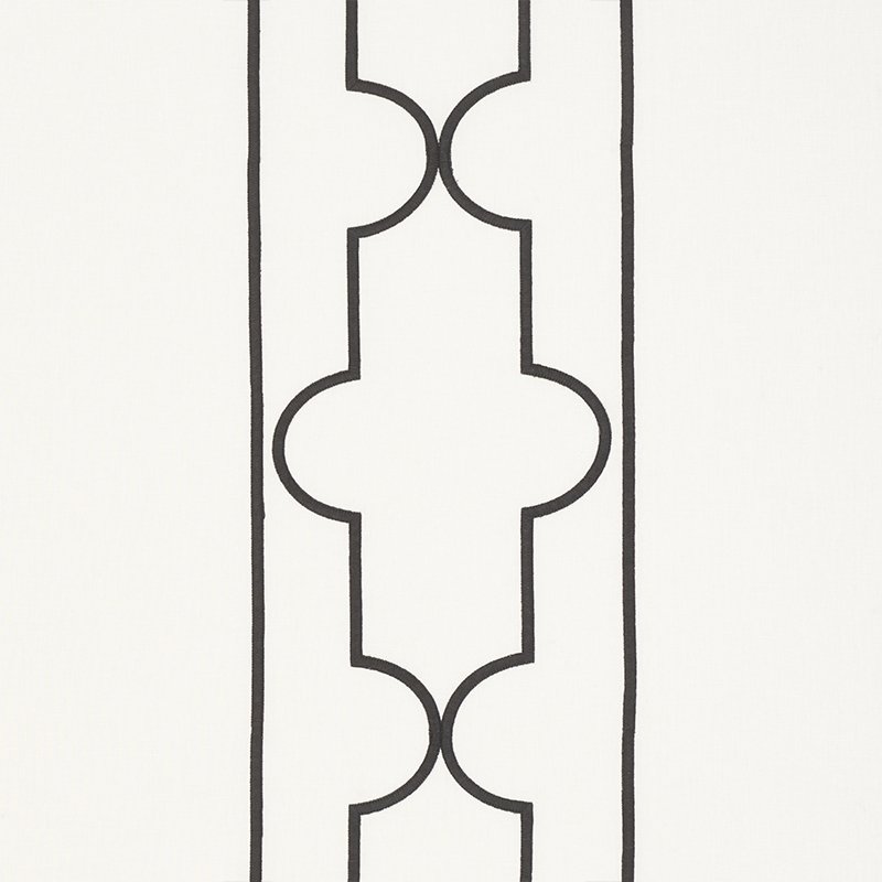 Purchase sample of 73071 Limitless Lattice, Black  White by Schumacher Fabric