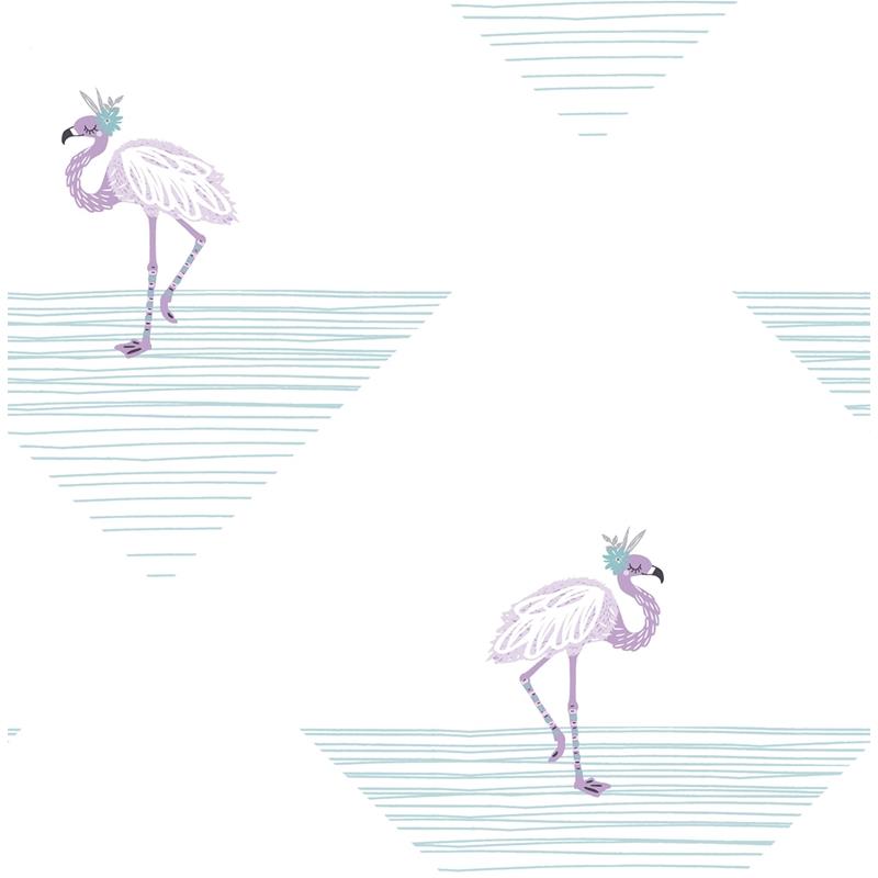 Buy DA61709 Day Dreamers Dancing Flamingo Teal and Lilac by Seabrook Wallpaper