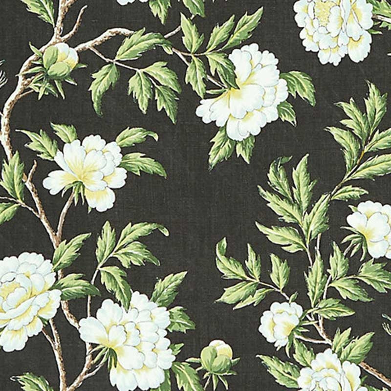 Shop SC 000316616 Peonia Linen Print Onyx by Scalamandre Fabric